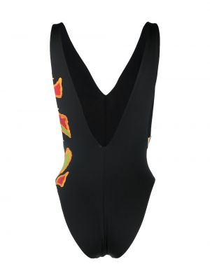 Raštuotas maudymosi kostiumėlis v formos iškirpte Valentino Garavani juoda