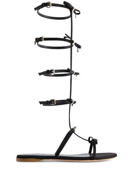 Satenske sandale s mašnom Giambattista Valli crna