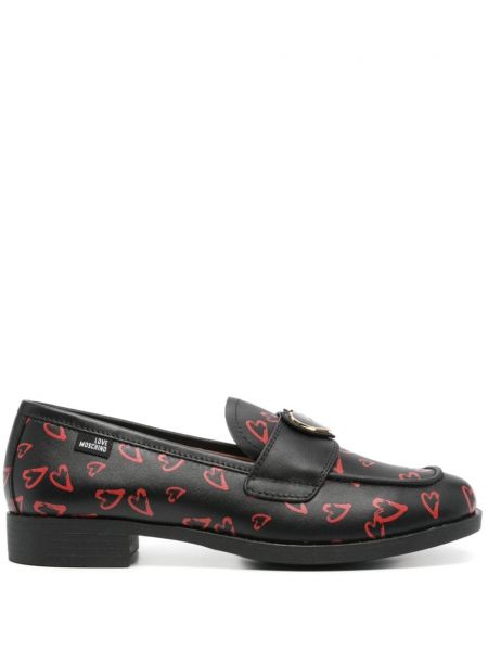 Kožené loafers Love Moschino černé