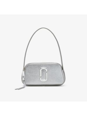 Серебряная кожаная сумка через плечо Marc Jacobs