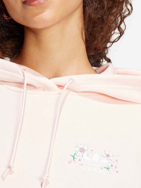 Pamut kapucnis melegítő felső Adidas Originals rózsaszín