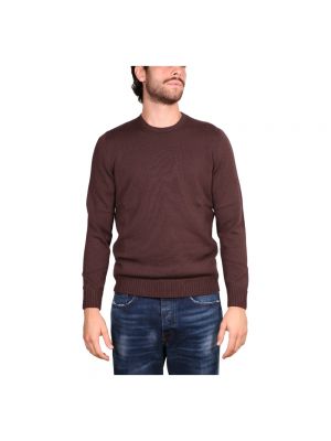 Sweter z wełny merino z okrągłym dekoltem Drumohr brązowy