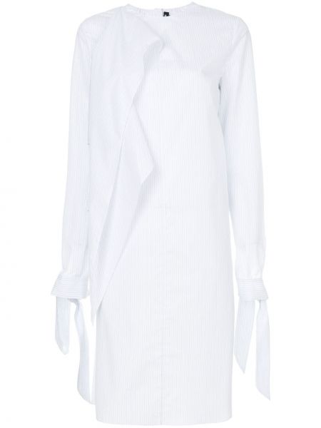 Pruhované bavlněné mini šaty s dlouhými rukávy Calvin Klein 205w39nyc - bílá