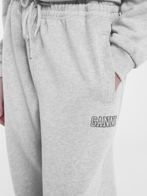 Bavlněné sportovní kalhoty jersey Ganni šedé
