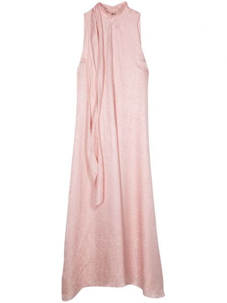 Καρό μίντι φόρεμα ζακάρ Forte_forte ροζ