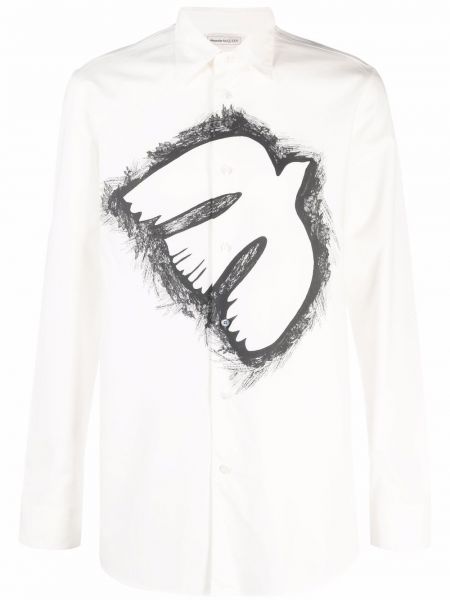 Camisa con estampado de encaje Alexander Mcqueen blanco