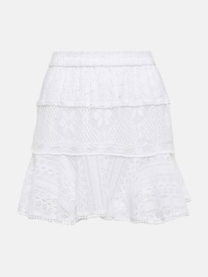 Bavlněné mini sukně s výšivkou Loveshackfancy - bílá