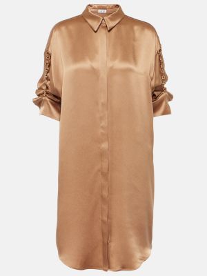 Svilena satenska haljina Loewe smeđa