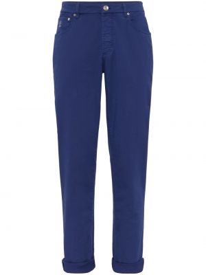 Chinos nohavice s výšivkou Brunello Cucinelli modrá