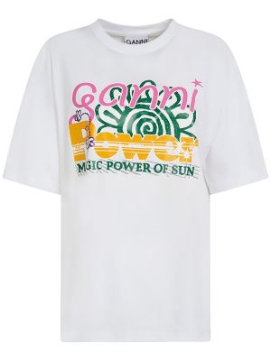 T-shirt di cotone Ganni bianco