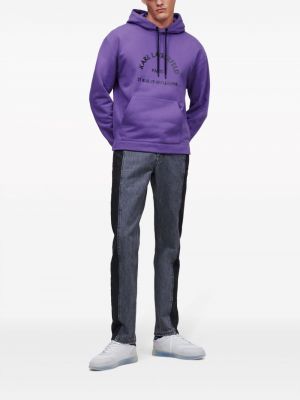 Raštuotas medvilninis džemperis su gobtuvu Karl Lagerfeld violetinė