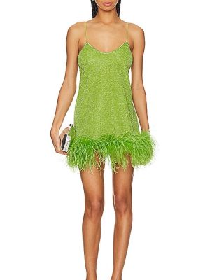 Mini vestido con plumas de plumas Oséree verde