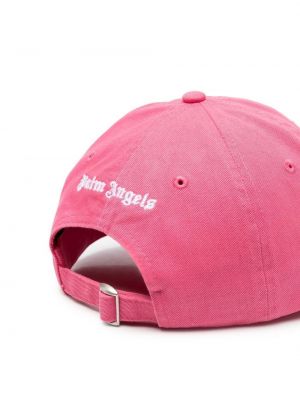 Siuvinėtas medvilninis siuvinėtas kepurė su snapeliu Palm Angels rožinė