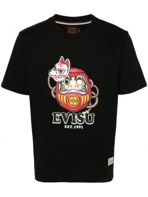 Medvilninis marškinėliai Evisu juoda