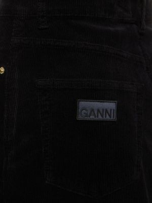 Jupe longue en velours côtelé en coton Ganni noir