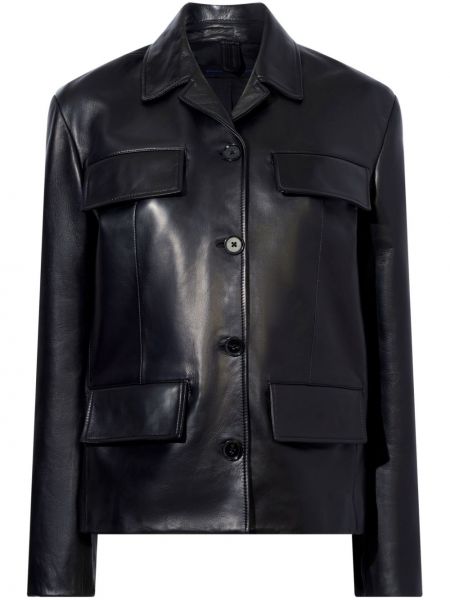 Černá kožená bunda s knoflíky Proenza Schouler