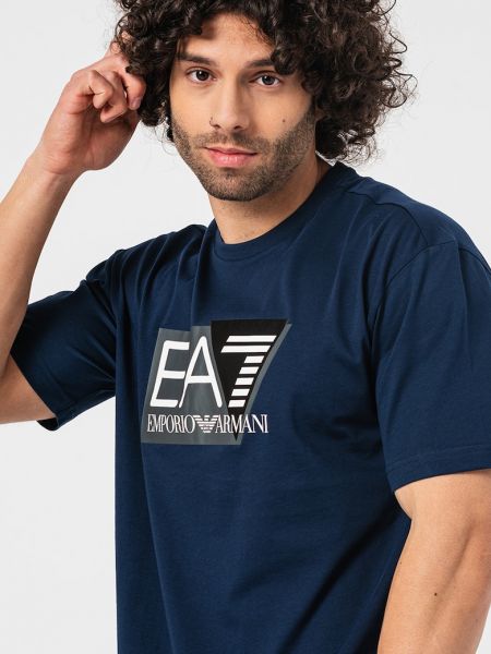 Хлопковая футболка Ea7 синяя