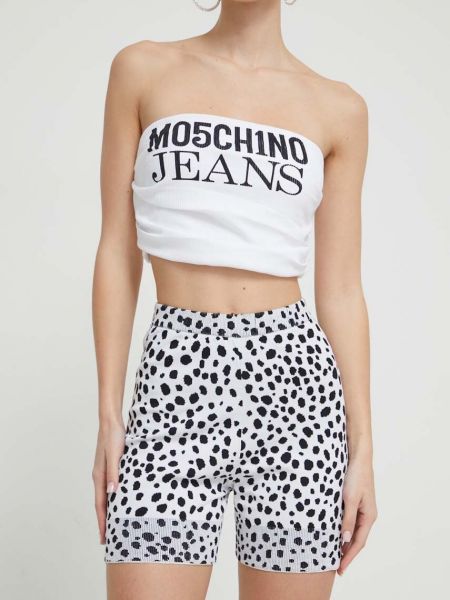 Kratke traper hlače visoki struk s printom Moschino Jeans