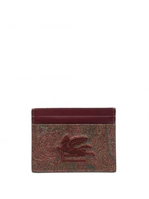 Žakárová peňaženka s výšivkou Etro červená