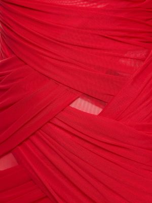 Vestido midi de tul drapeado Dolce & Gabbana rojo