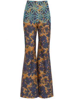 Pantaloni din bumbac cu model floral cu imagine Silvia Tcherassi albastru