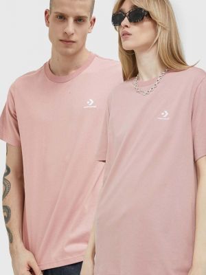 Koszulka bawełniana Converse różowa