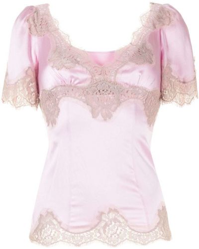 Top de raso slim fit de encaje Dolce & Gabbana rosa