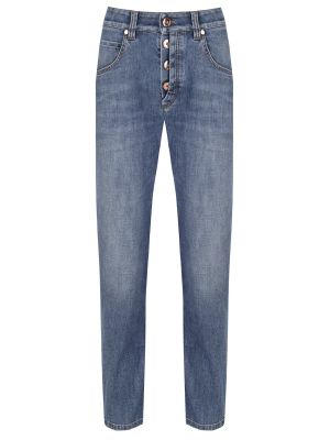 Хлопковые джинсы бойфренды Brunello Cucinelli синие