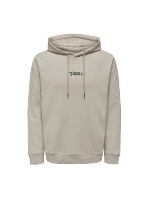 Fleece hoodie Only & Sons beige