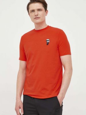 Тениска с дълъг ръкав с апликация Karl Lagerfeld оранжево