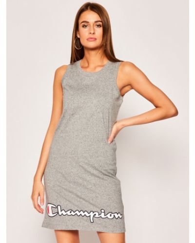 Champion Hétköznapi ruha Script Logo Ribbed Trim 112657 Szürke Regular Fit