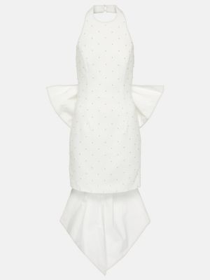 Mini-abito con fiocco con perline Rebecca Vallance bianco