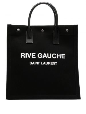 Shopper handtasche mit print Saint Laurent schwarz