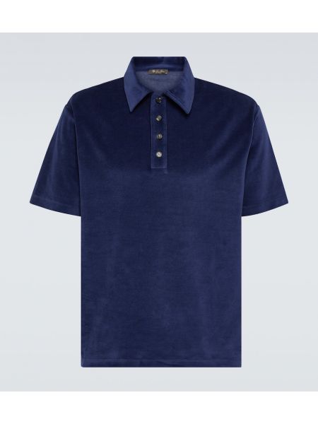 Kokvilnas zīda polo krekls Loro Piana zils
