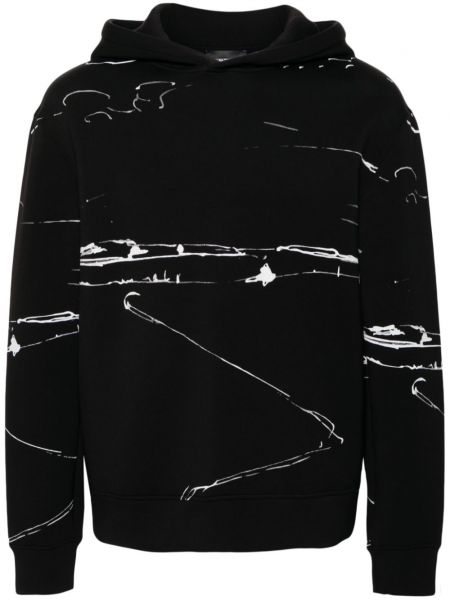 Kapučdžemperis ar apdruku džersija Emporio Armani melns