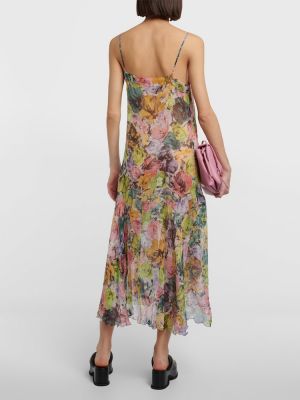 Svilena midi haljina s cvjetnim printom Dries Van Noten