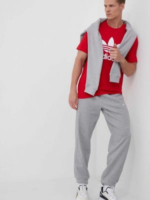 Bavlněná mikina s potiskem Adidas Originals šedá