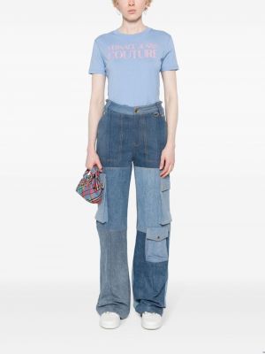 Kokvilnas t-krekls Versace Jeans Couture zils