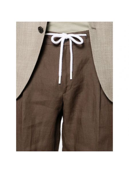 Pantalones de lino plisados Barba marrón