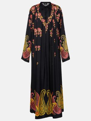 Sukienka długa z wzorem paisley Etro czarna