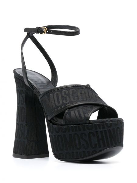 Žakárové sandály Moschino černé