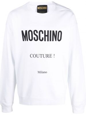 Trykt bomull sweatshirt Moschino hvit