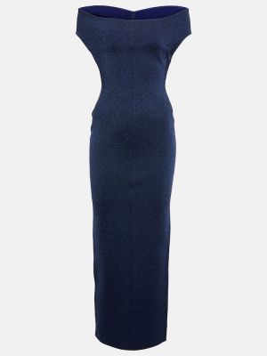 Vlnené dlouhé šaty Alaã¯a modrá