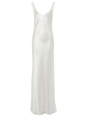 Robe longue en satin Galvan blanc