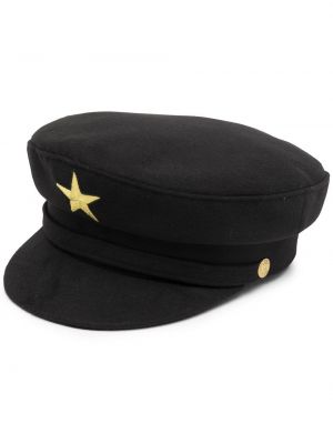 Siuvinėtas kepurė su snapeliu su žvaigždės raštu Manokhi juoda