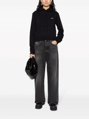 Medvilninis siuvinėtas džemperis su gobtuvu 032c juoda
