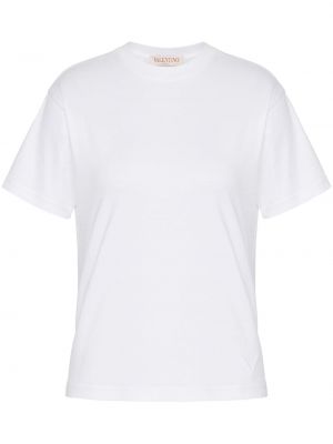 Koszulka bawełniana z okrągłym dekoltem Valentino Garavani biała