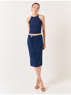 Midi sukňa s vysokým pásom Jimmy Key modrá