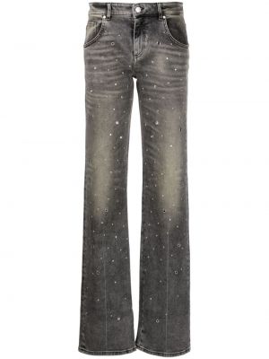 Krištáľové džínsy s rovným strihom Blumarine sivá