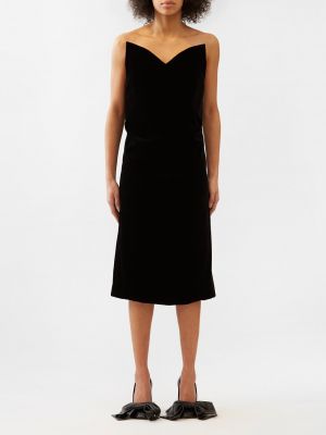 Черное бархатное платье миди Loewe